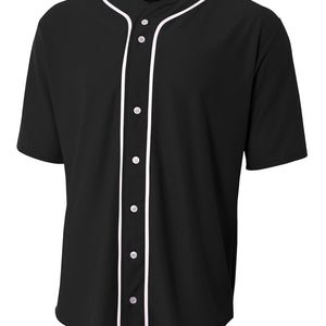 Black A4 Short Sleeve Full Button Baseball Jersey