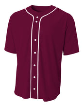 Maroon A4 Short Sleeve Full Button Baseball Jersey