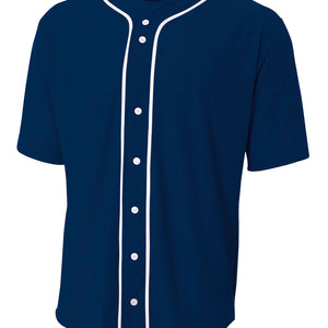 Navy A4 Short Sleeve Full Button Baseball Jersey