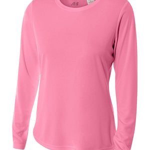 Pink A4 Long Sleeve Cooling Performance Crew