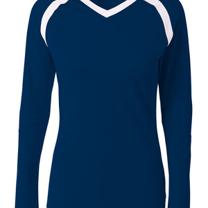 Navy/white A4 A4 Ace Long Sleeve Volleyball Jersey