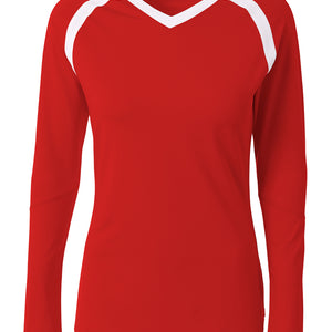 Scarlet/white A4 A4 Ace Long Sleeve Volleyball Jersey