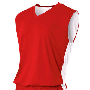 Scarlet/white A4 Reversible Moisture Management Muscle