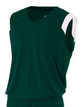 Forest/white A4 Moisture Management V-neck Muscle