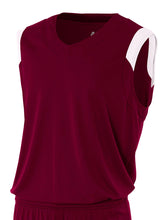 Maroon White A4 Moisture Management V-neck Muscle