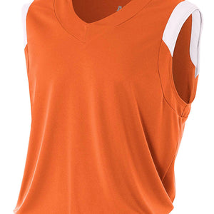 Orange/white A4 Moisture Management V-neck Muscle
