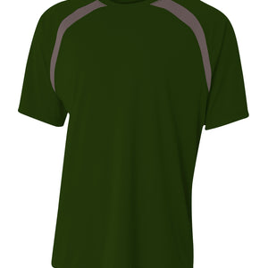 Forest/graphite A4 Spartan Short Sleeve Color Block Crew