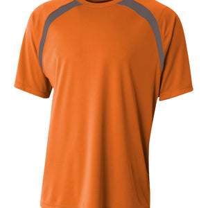 Orange/gph A4 Spartan Short Sleeve Color Block Crew