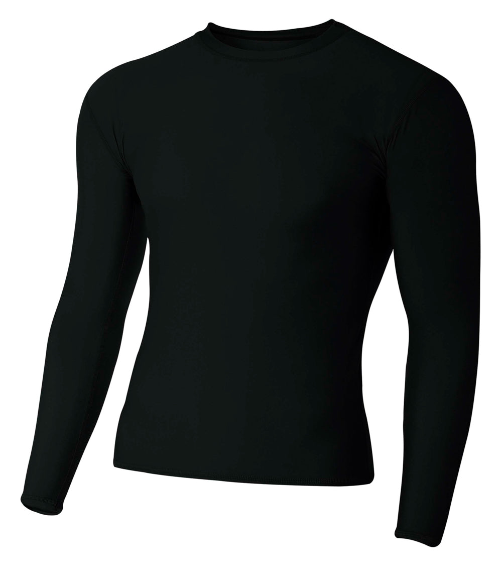 Black A4 Long Sleeve Compression Crew