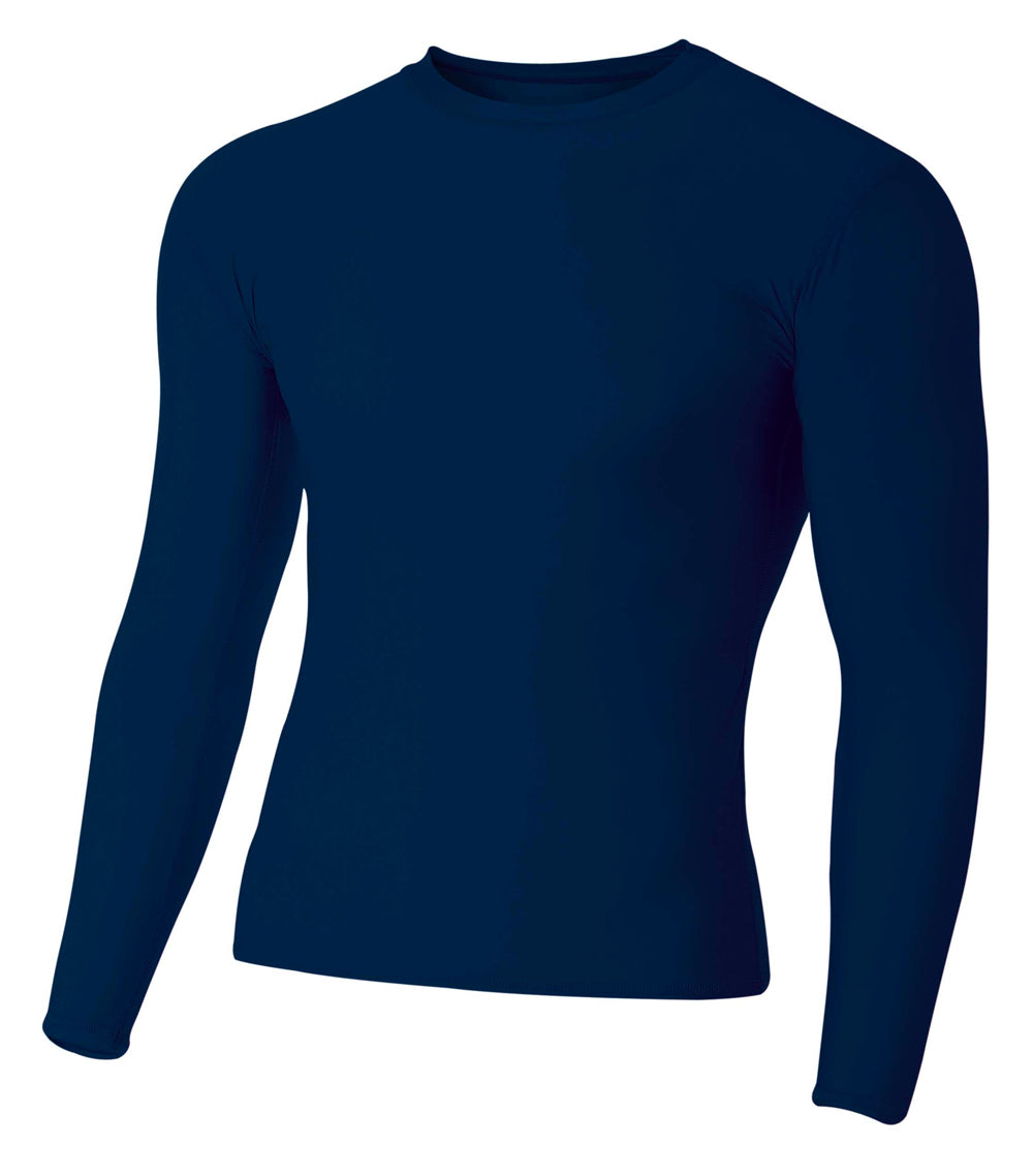 Navy A4 Long Sleeve Compression Crew