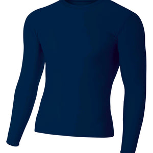 Navy A4 Long Sleeve Compression Crew