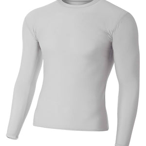 Silver A4 Long Sleeve Compression Crew