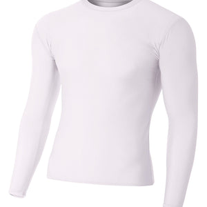 White A4 Long Sleeve Compression Crew