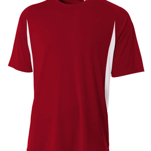 Cardinal/white A4 Cooling Performance Color Block Tee