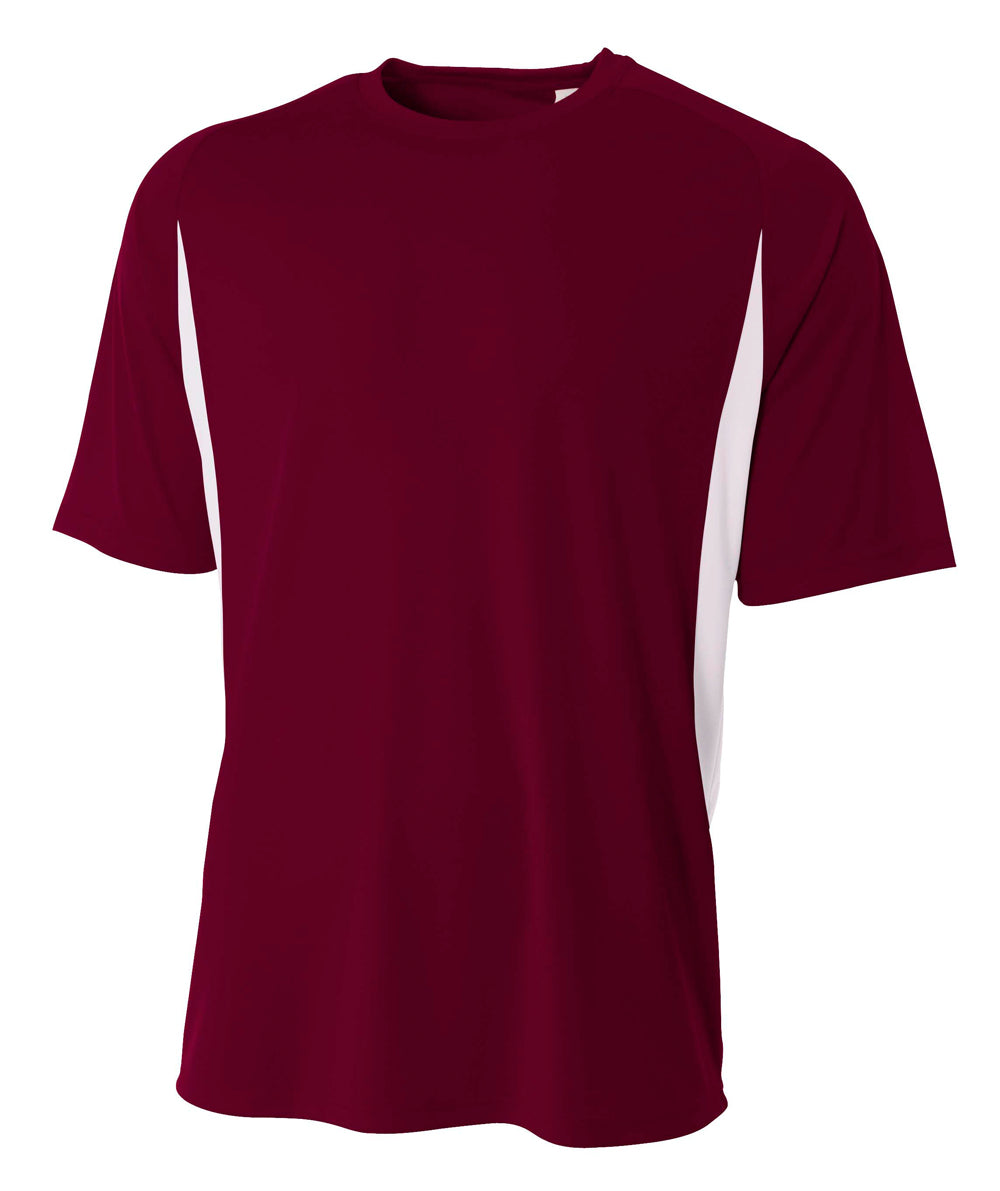 Maroon White A4 Cooling Performance Color Block Tee