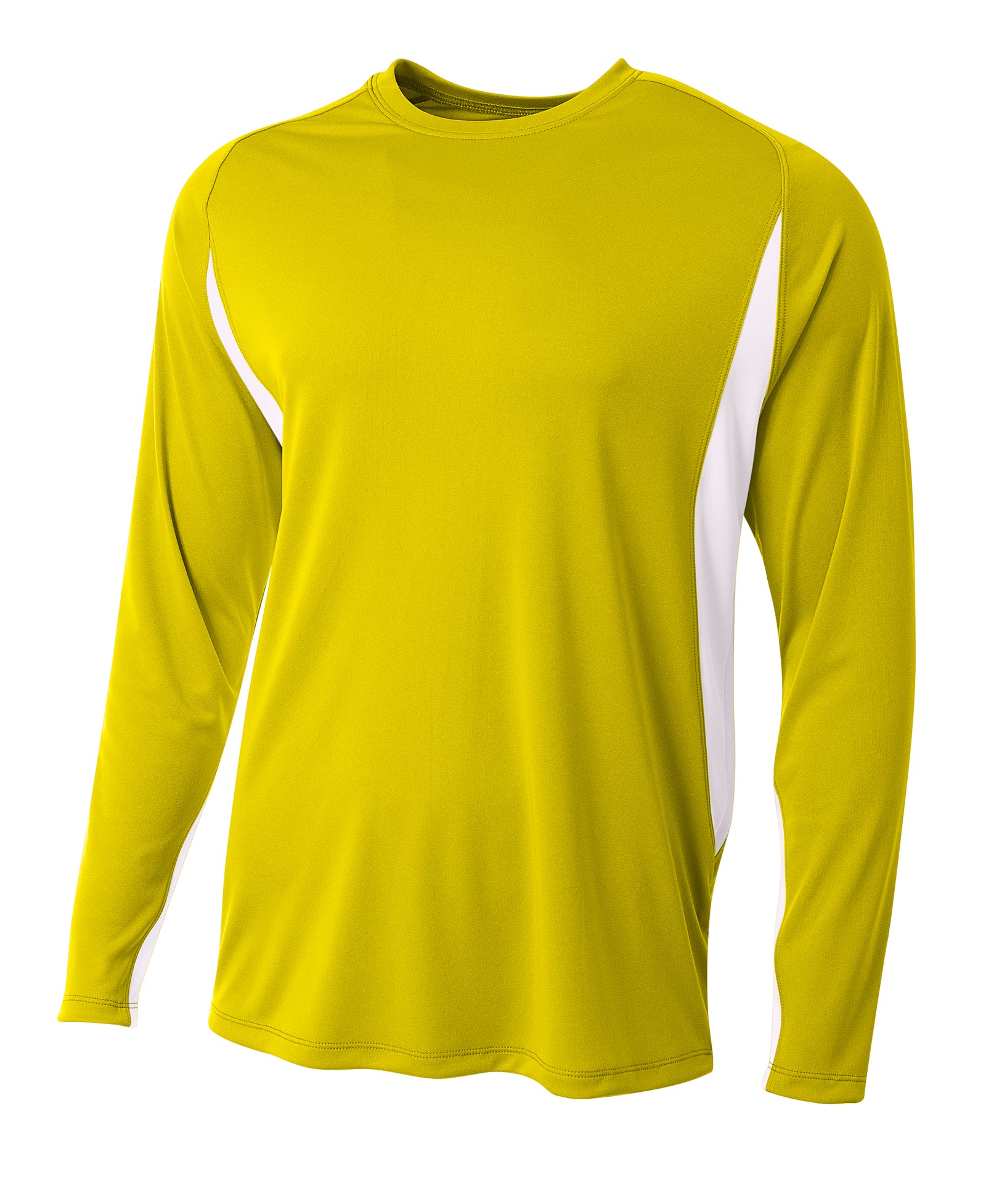 Gold/white A4 A4 Long Sleeve Color Block Tee