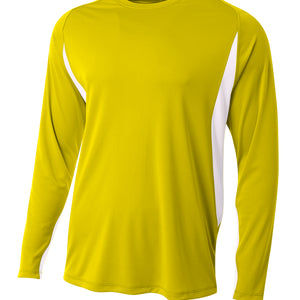 Gold/white A4 A4 Long Sleeve Color Block Tee