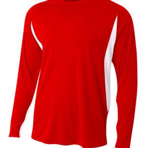 Scarlet/white A4 A4 Long Sleeve Color Block Tee