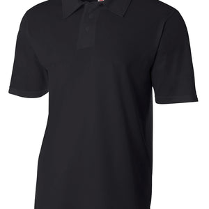 Black A4 Textured Polo With Johnny Collar