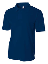 Navy A4 Textured Polo With Johnny Collar