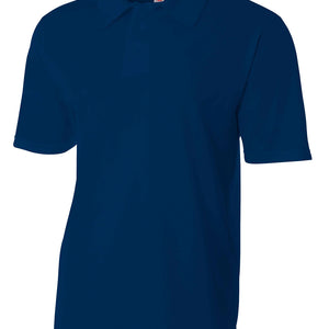 Navy A4 Textured Polo With Johnny Collar