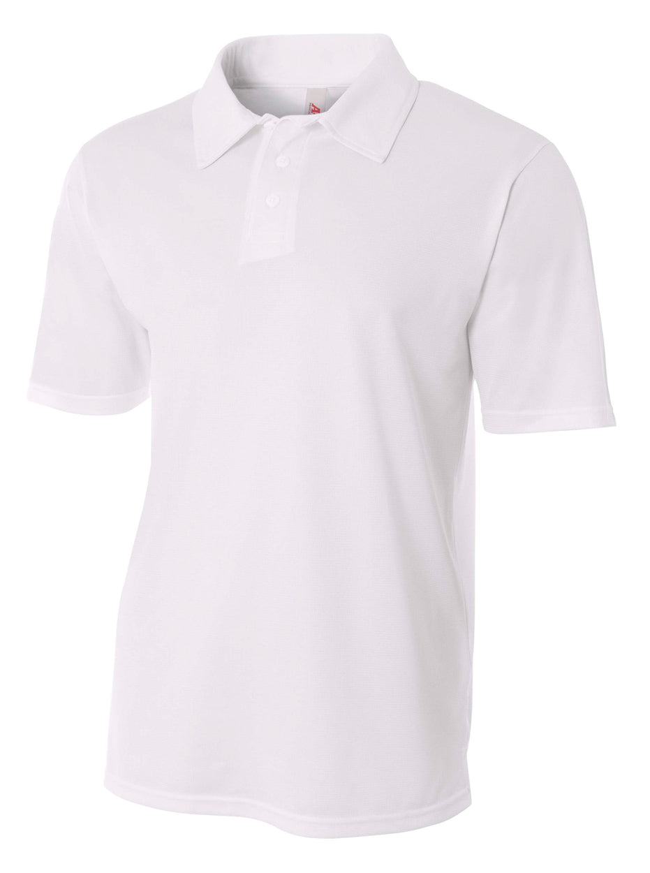White A4 Textured Polo With Johnny Collar