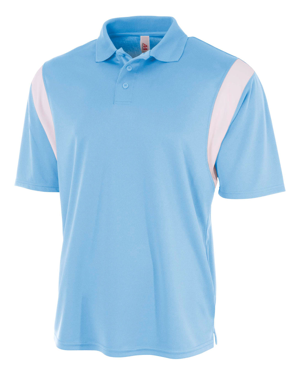 Lt Blue/white A4 Color Block Polo With Knit Color