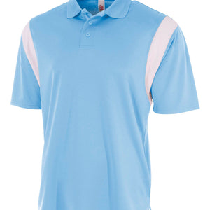 Lt Blue/white A4 Color Block Polo With Knit Color
