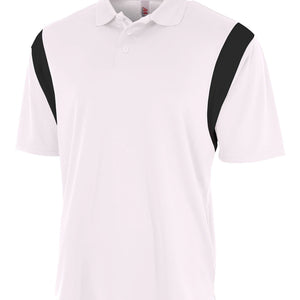 White/black A4 Color Block Polo With Knit Color