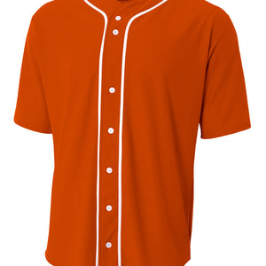 Athletic Orange A4 Short Sleeve Full Button Baseball Jersey