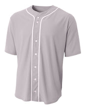 Grey A4 Short Sleeve Full Button Baseball Jersey