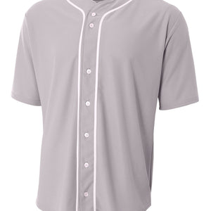 Grey A4 Short Sleeve Full Button Baseball Jersey