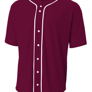 Maroon A4 Short Sleeve Full Button Baseball Jersey