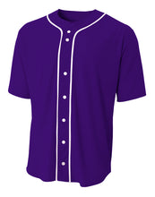 Purple A4 Short Sleeve Full Button Baseball Jersey