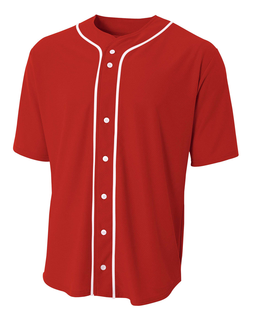 Scarlet A4 Short Sleeve Full Button Baseball Jersey