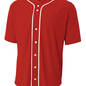 Scarlet A4 Short Sleeve Full Button Baseball Jersey