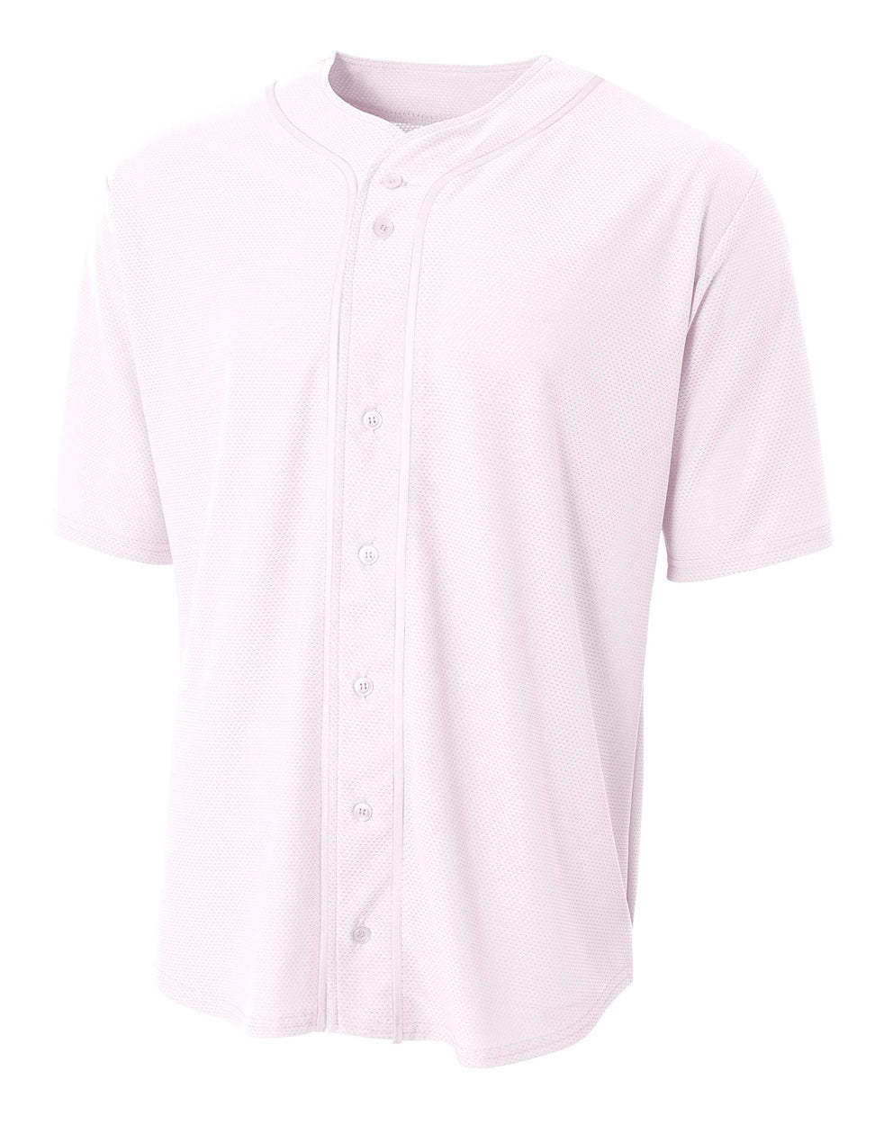 White A4 Short Sleeve Full Button Baseball Jersey
