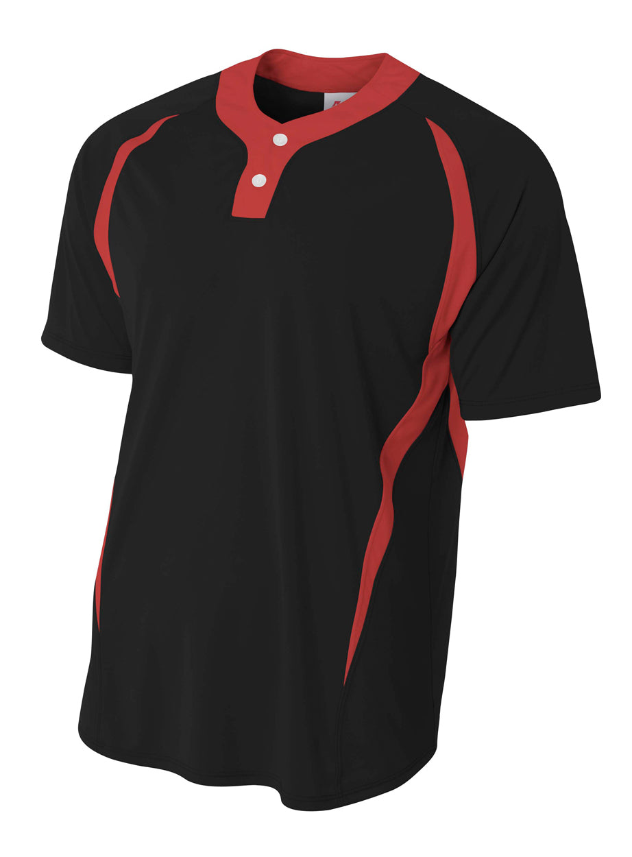 Black/red A4 2-button Color Block Henley