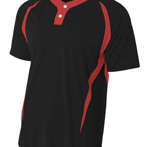 Black/red A4 2-button Color Block Henley