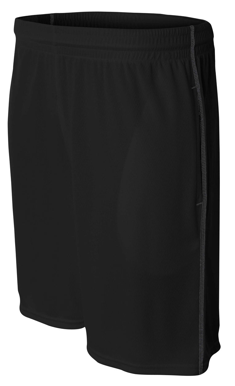 Black A4 9" Pocketed Short W/ Contrast Stitching