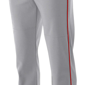 GREY/SCARLET A4 Pro-Style Open Bottom Baseball Pant