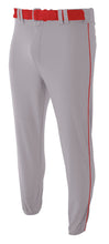 GREY/SCARLET A4 Pro-Style Elastic Bottom Baseball Pant