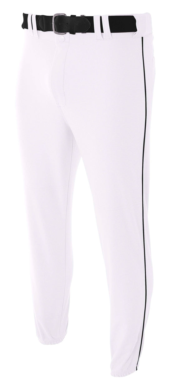WHITE/BLACK A4 Pro-Style Elastic Bottom Baseball Pant