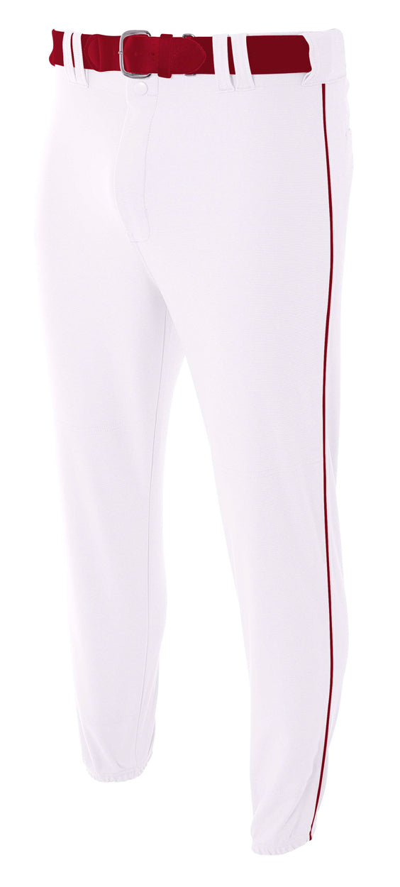 WHITE/CARDINAL A4 Pro-Style Elastic Bottom Baseball Pant