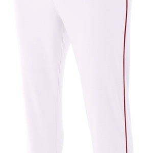 WHITE/CARDINAL A4 Pro-Style Elastic Bottom Baseball Pant