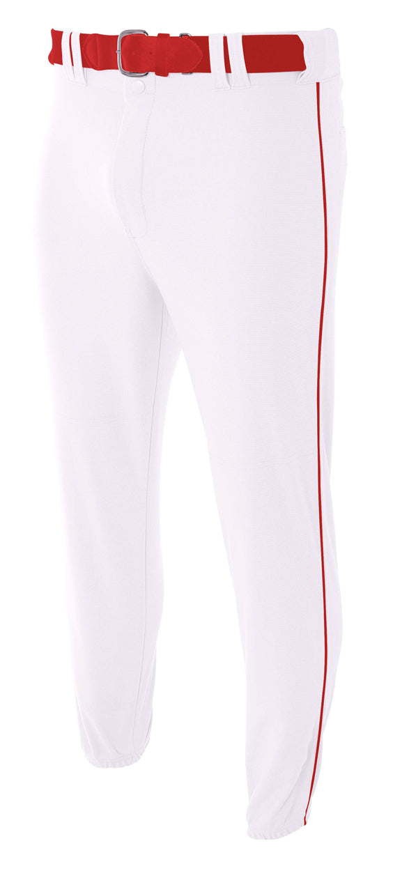 WHITE SCARLET A4 Pro-Style Elastic Bottom Baseball Pant