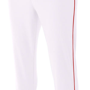 WHITE SCARLET A4 Pro-Style Elastic Bottom Baseball Pant