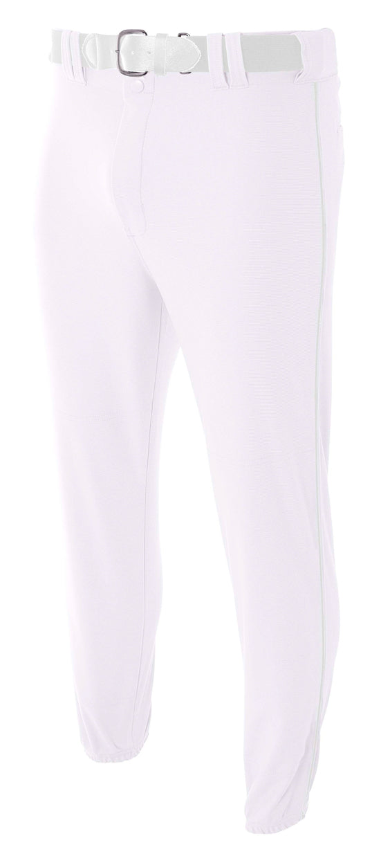 WHITE A4 Pro-Style Elastic Bottom Baseball Pant