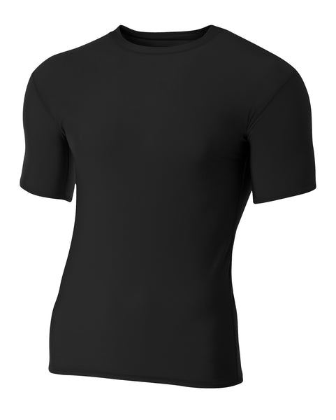 Black A4 A4 Youth Short Sleeve Compression Crew