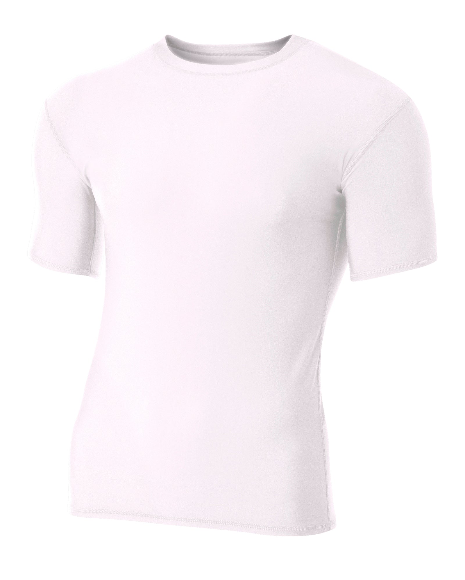 White A4 A4 Youth Short Sleeve Compression Crew